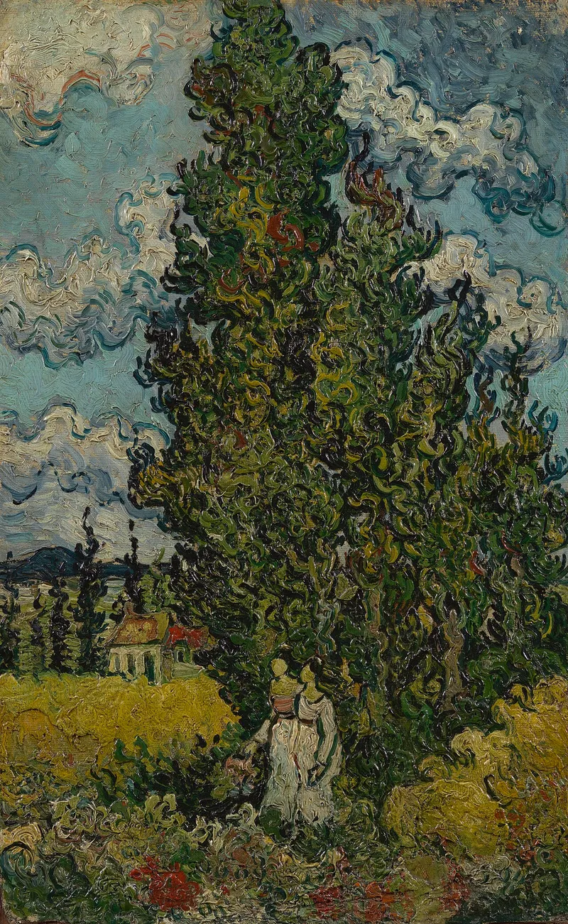 Cypresses with Two Women