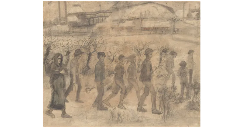 Miners in the Snow at Dawn