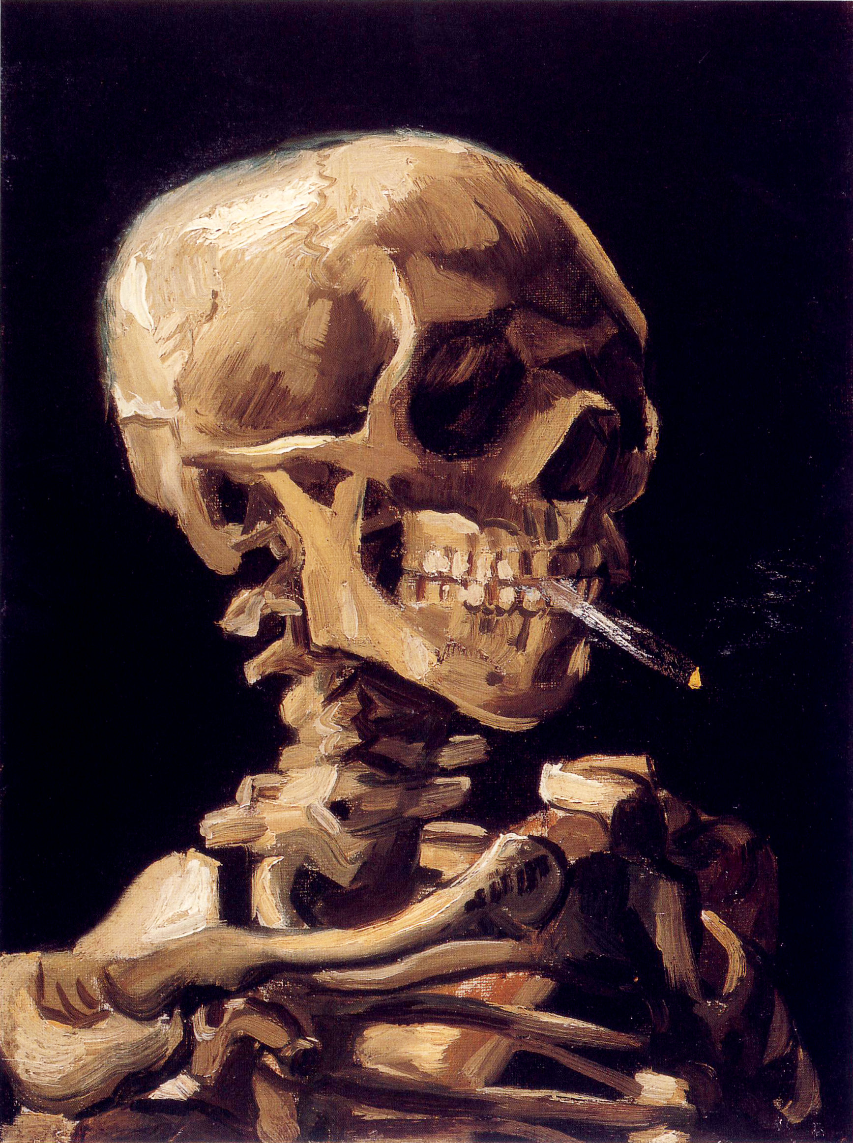 文森特·梵高，《Skull with Burning Cigarette》，1886，Antwerp