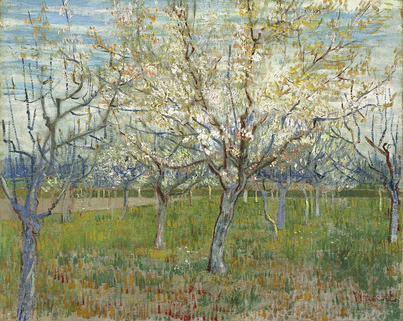 フィンセント・ファン・ゴッホ、『花咲く木々のあるアルルの眺め』、1888、アルル