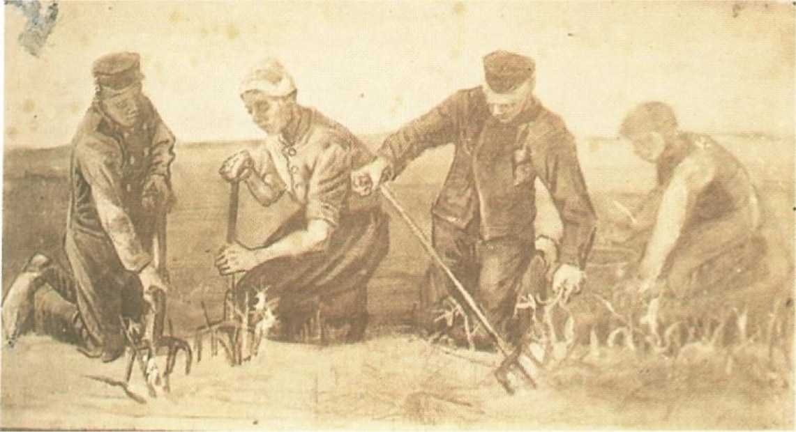 フィンセント・ファン・ゴッホ、『ジャガイモを掘る四人』、1883、ハーグ