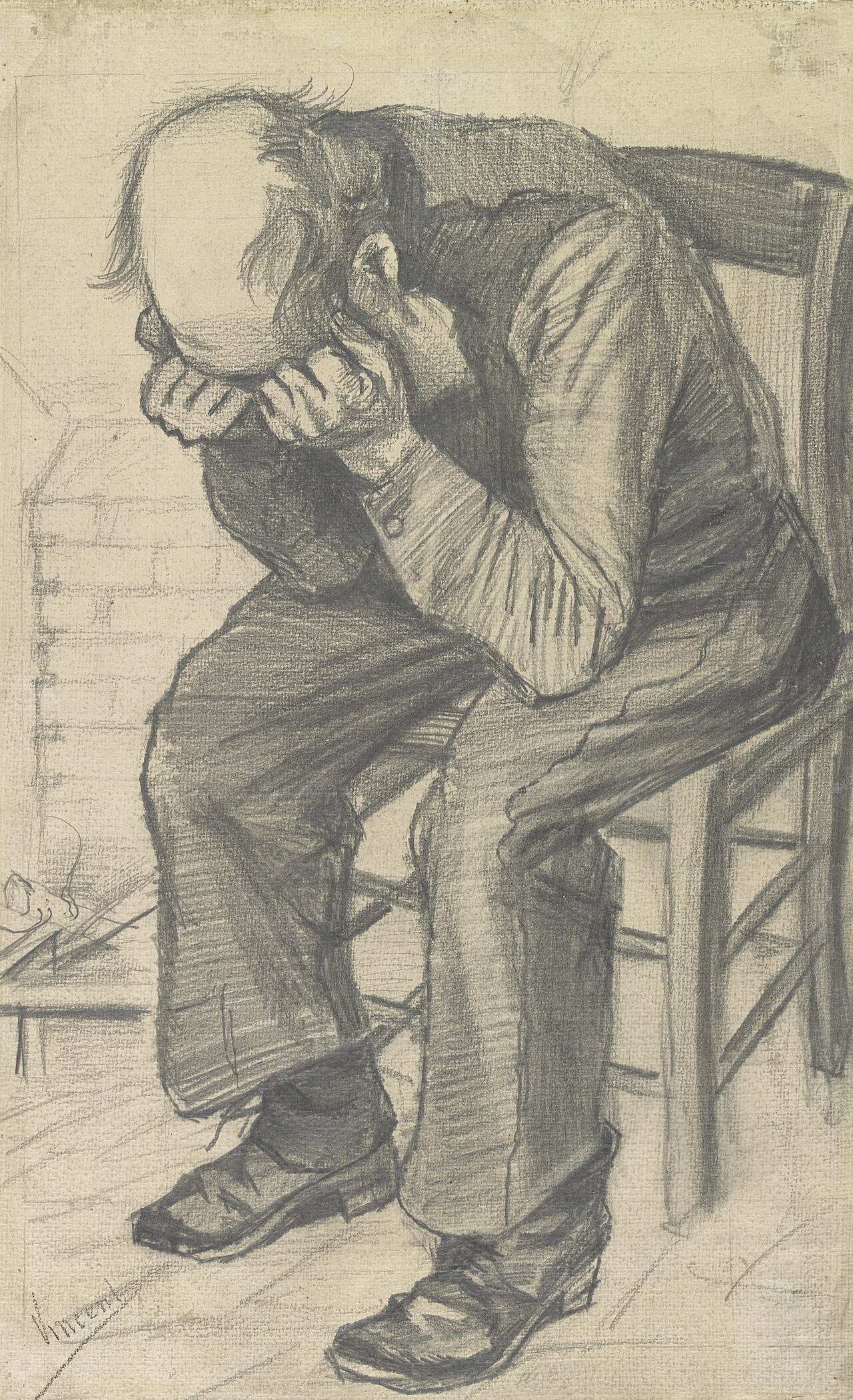 フィンセント・ファン・ゴッホ、『疲れ果てて』、1882、ハーグ