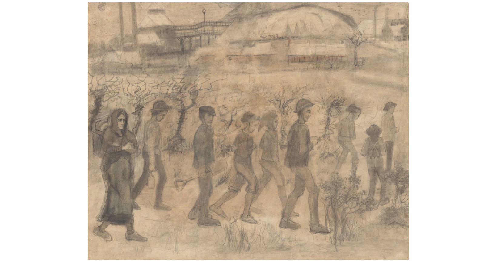 Vincent van Gogh, Miners in the Snow at Dawn, 1880, Cuesmes
