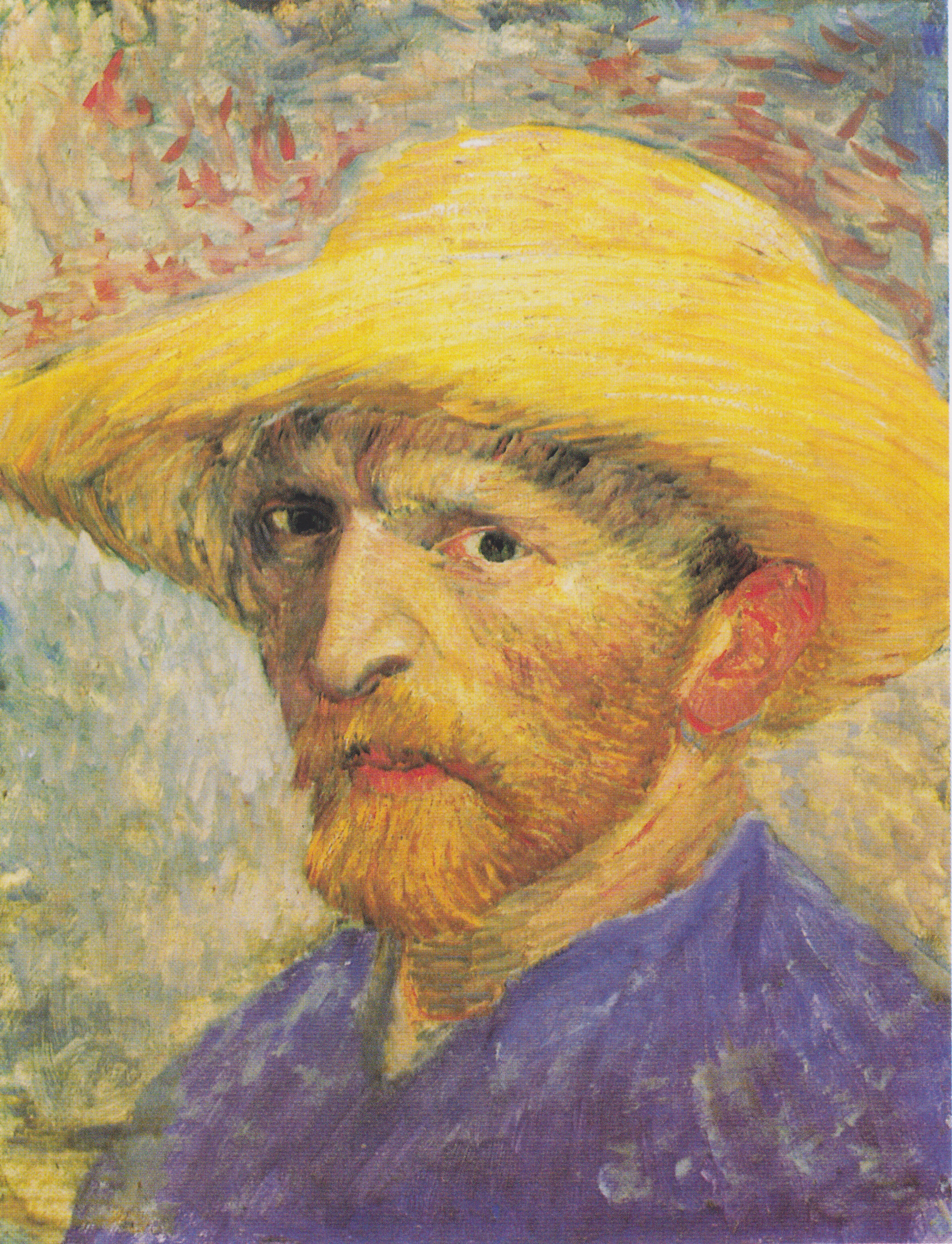 Vincent van Gogh, Self-Portrait (Arles, hat against red), 1888