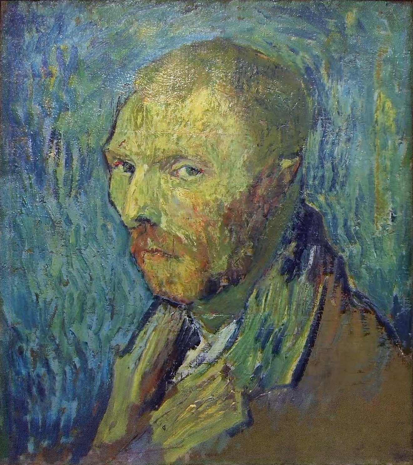 Vincent van Gogh, Self-Portrait (Saint-Rémy, blue swirls), 1889